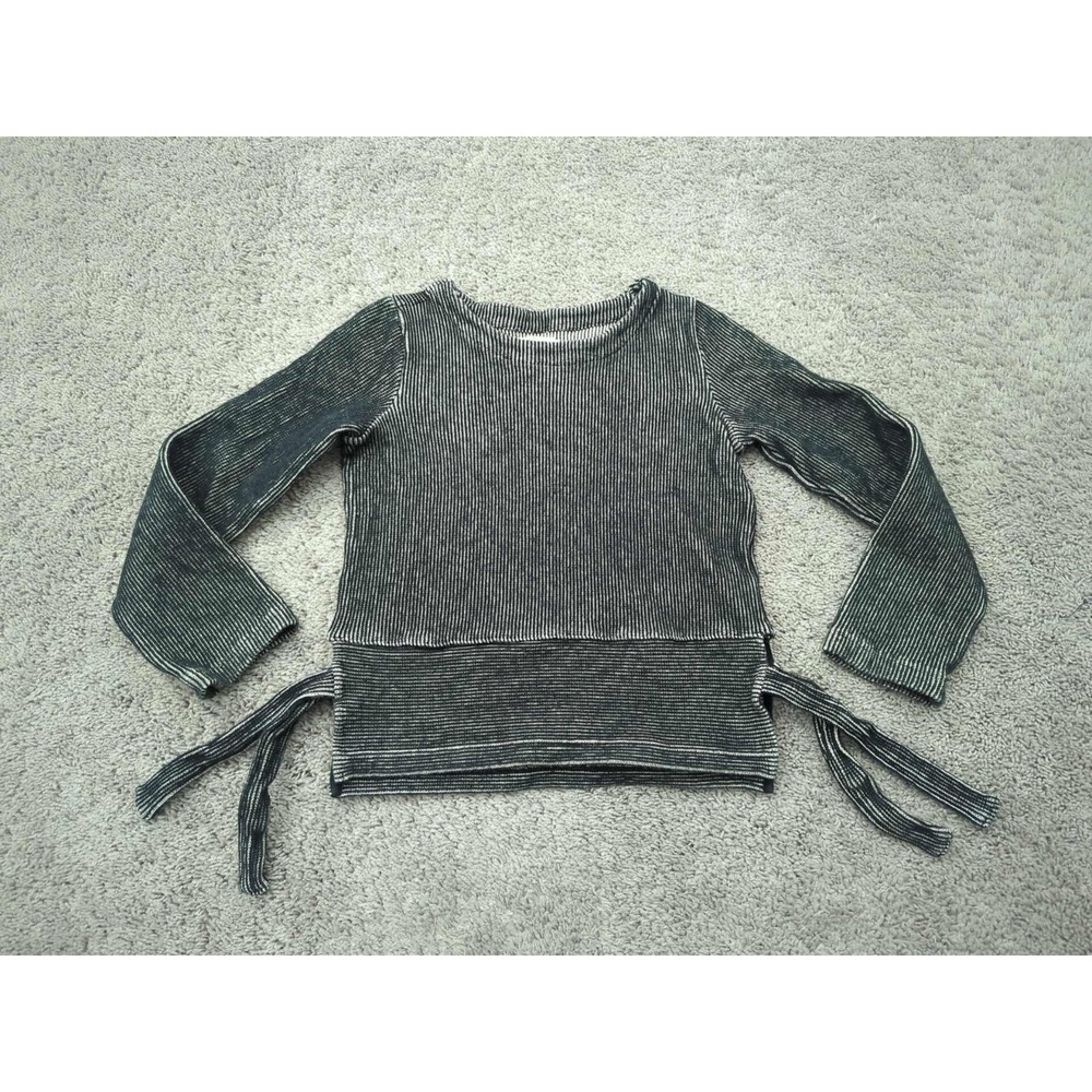 Madewell‎ Sweater Womens XS Gray White Long Sleeve French Rib Side-Tie Cropped